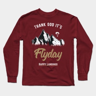 Thank God It's Flyday, retro paragliding, paraglider design Long Sleeve T-Shirt